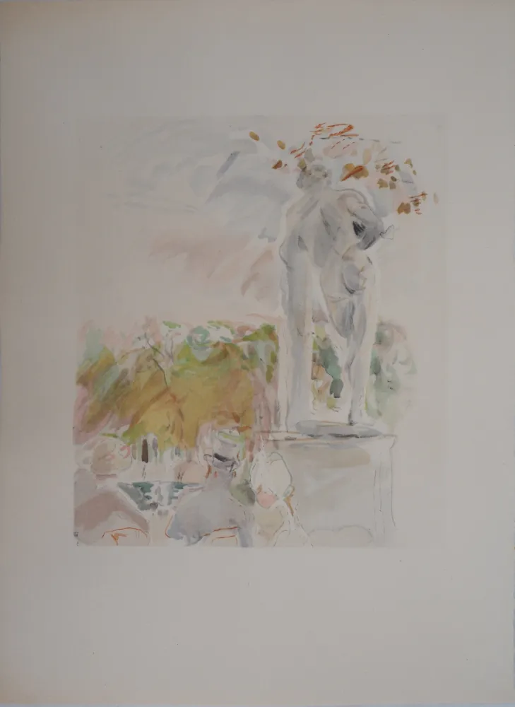 石版画 Morisot - Sculptures au Au Jardin des Tuileries