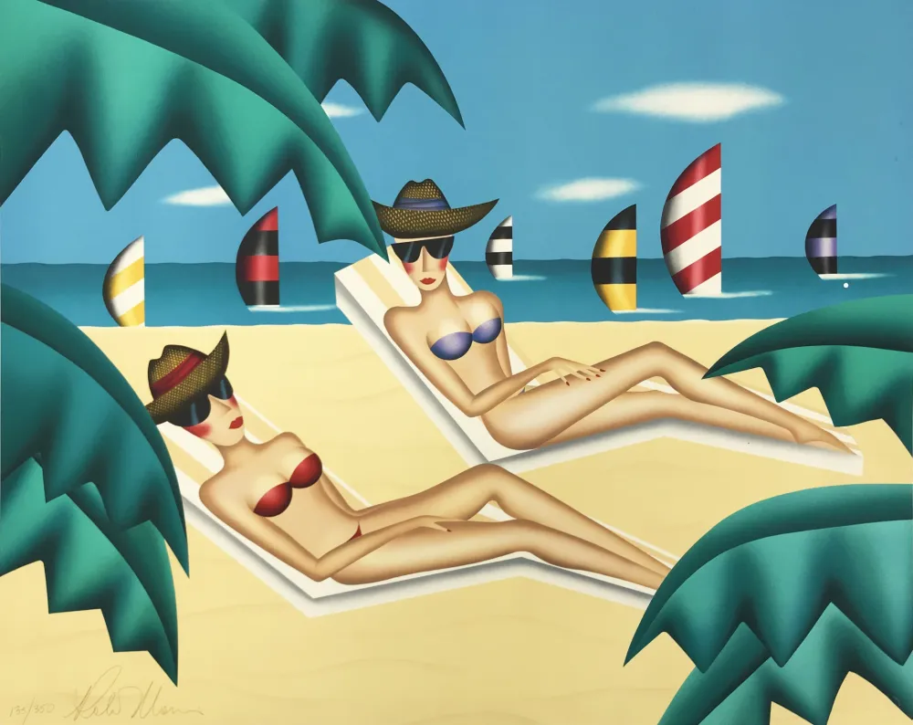 石版画 Morris - SUNBATHERS