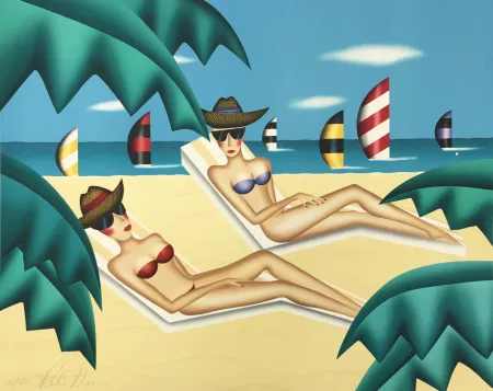 石版画 Morris - SUNBATHERS