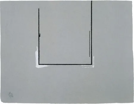版画 Motherwell - Gray Open with White Paint