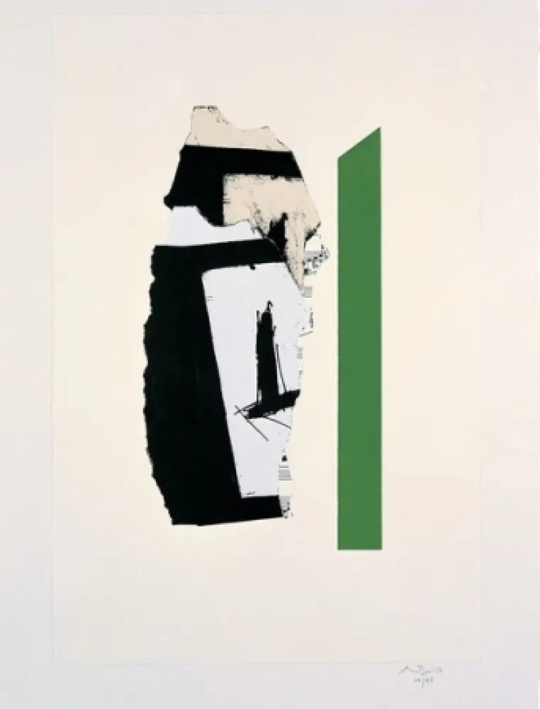 石版画 Motherwell - In White with Green Stripe