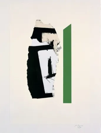 石版画 Motherwell - In White with Green Stripe