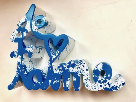 复数作品 Mr. Brainwash - Je t`aime Splash blue sculpture