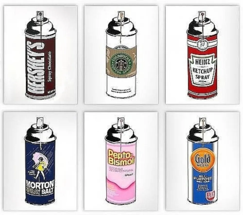 丝网印刷 Mr. Brainwash - Spray Cans - Portfolio of 6 prints