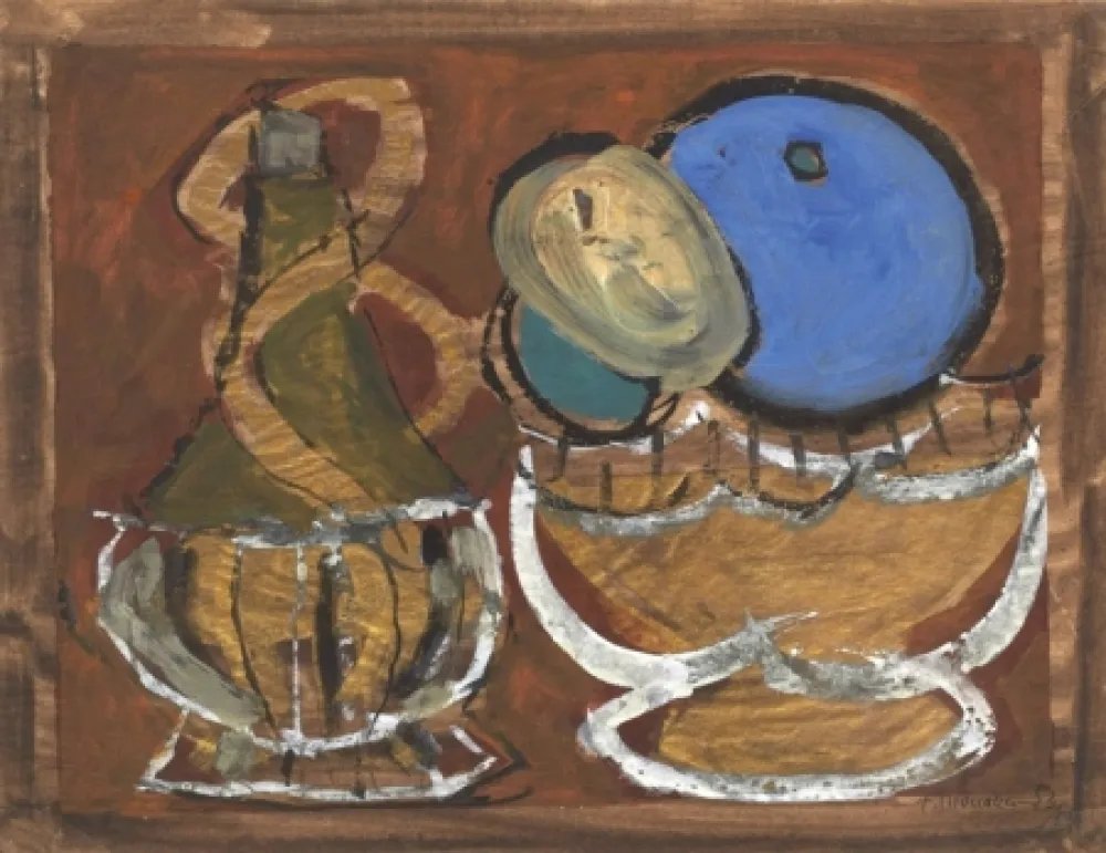 无技术 Mualla - Bouteille et coupe de fruit