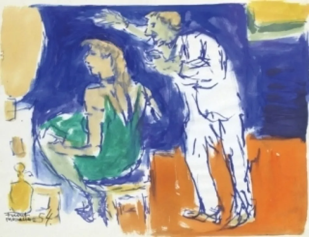 无技术 Mualla - Femme en vert chez le coiffeur