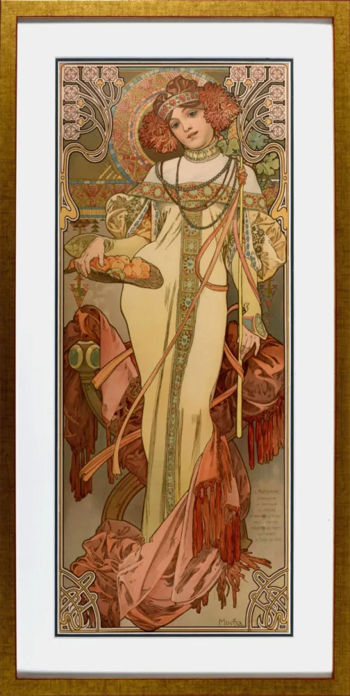 石版画 Mucha - Automne, 1897 - Framed!