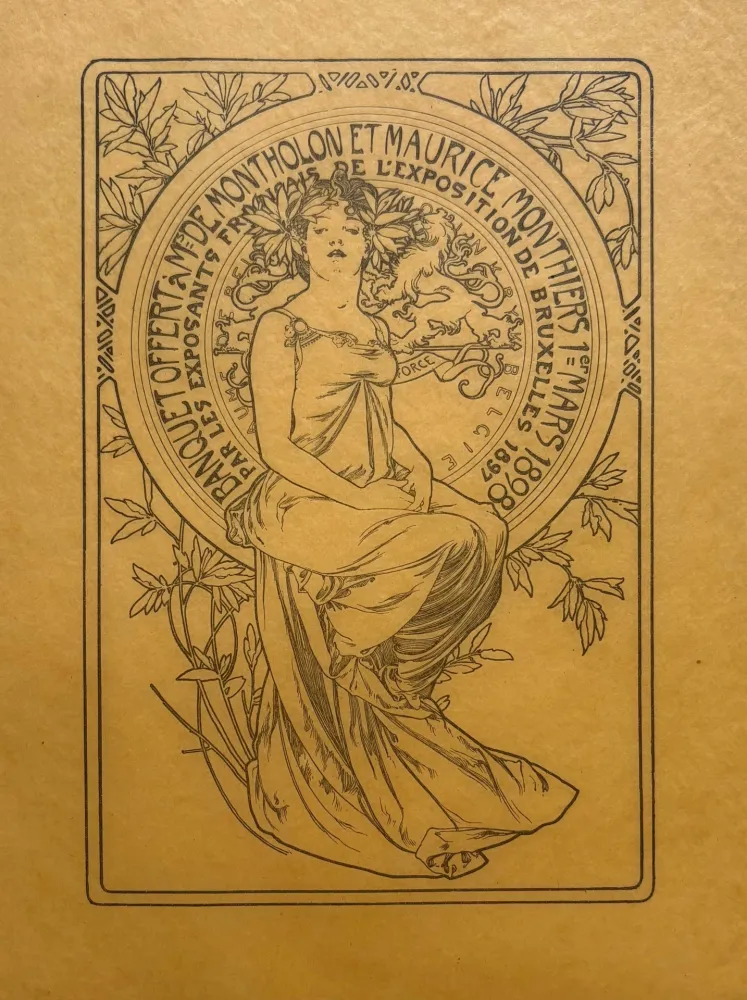 石版画 Mucha - Banquet offert à Mr De Montholon et Maurice Monthiers, 1er mars 1898