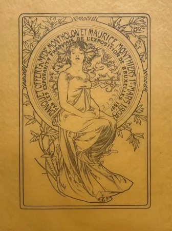 石版画 Mucha - Banquet offert à Mr De Montholon et Maurice Monthiers, 1er mars 1898