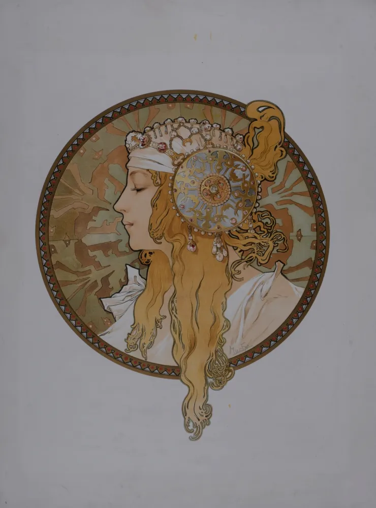 石版画 Mucha - Byzantine Heads: Blond, 1898