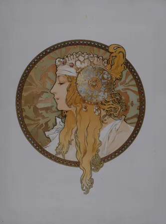 石版画 Mucha - Byzantine Heads: Blond, 1898