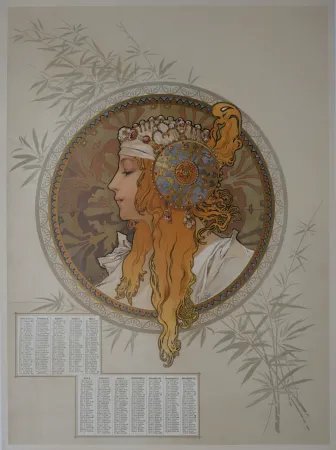 海报 Mucha - Byzantine Heads / Blonde. 