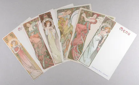 石版画 Mucha - Champagne Moët & Chandon Menu, 1899 - Complete set of six original lithograph menu cards