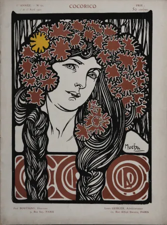 石版画 Mucha - Cocorico, 1902 -  Scarce edition!