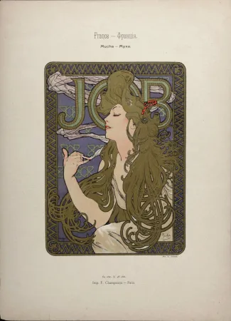 石版画 Mucha - Job, 1897 - Scarce original lithograph with gold ink!