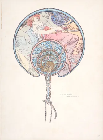 石版画 Mucha - Le Vent Qui Passe emporte la jeunesse