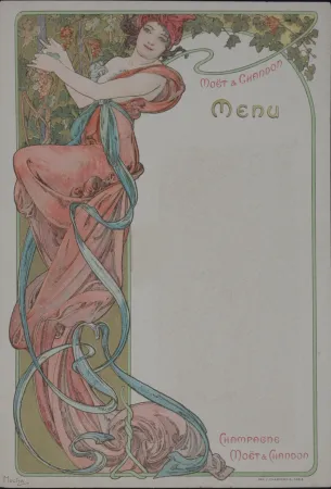 石版画 Mucha - Menu du Champagne Moët & Chandon, 1899