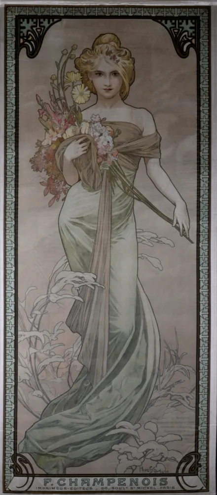 石版画 Mucha - The Seasons / Spring