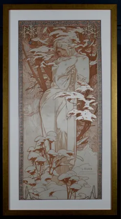 石版画 Mucha - The Seasons : Winter, 1900
