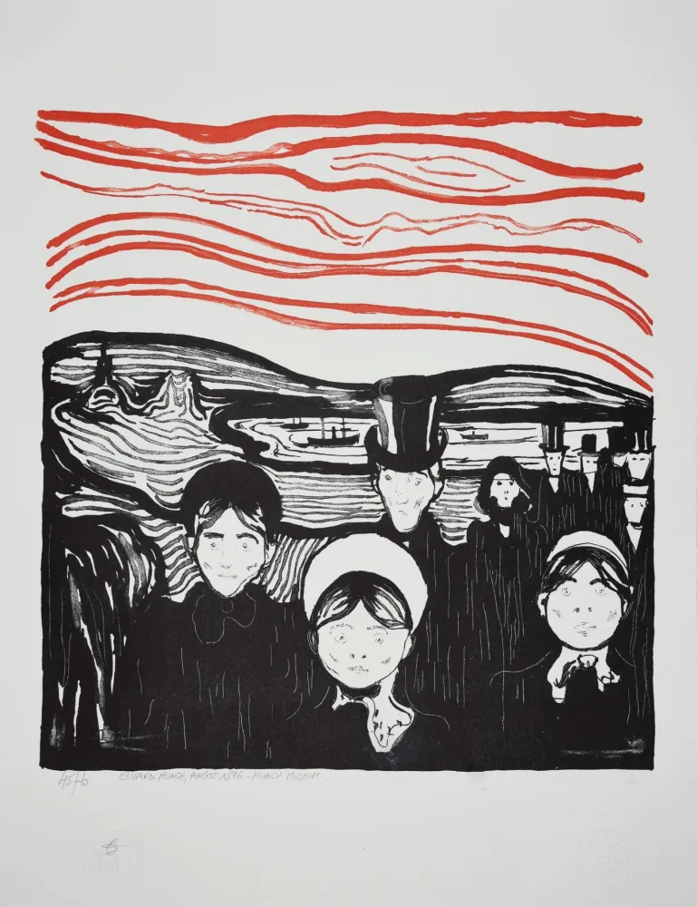 石版画 Munch - ANGST / ANXIETE 1896