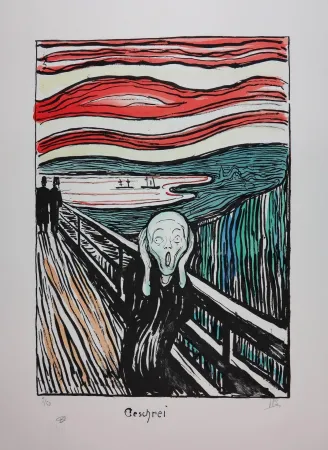 石版画 Munch - Le cri / The Scream / Geschrei, 1895 | Version couleur / Color version
