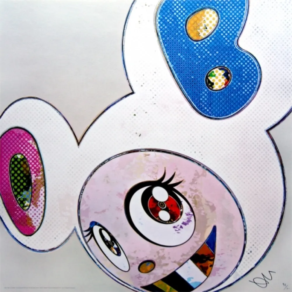 石版画 Murakami - And Then x6 (White: The superflat method, pink and blue ears)