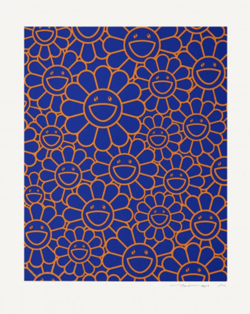 复数作品 Murakami - August Joy Silkscreen (Orange Blue Flowers)