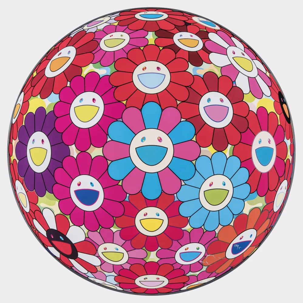 胶版印刷 Murakami - Flower Ball (3D) Blue Red