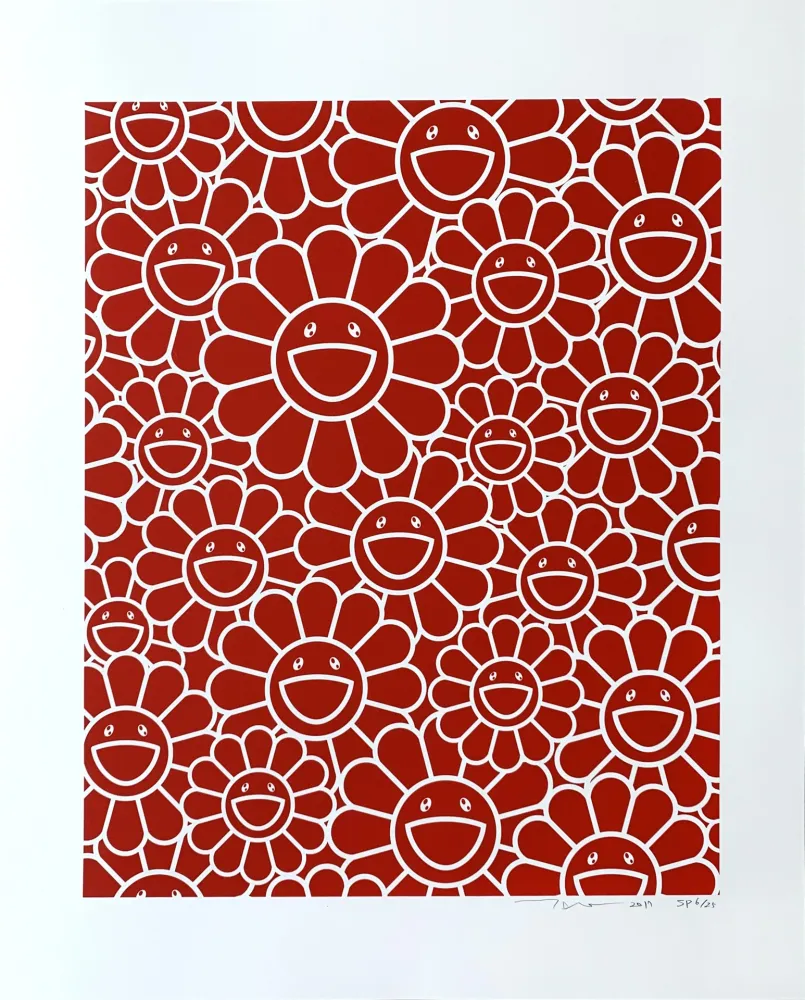 丝网印刷 Murakami - Red Flowers
