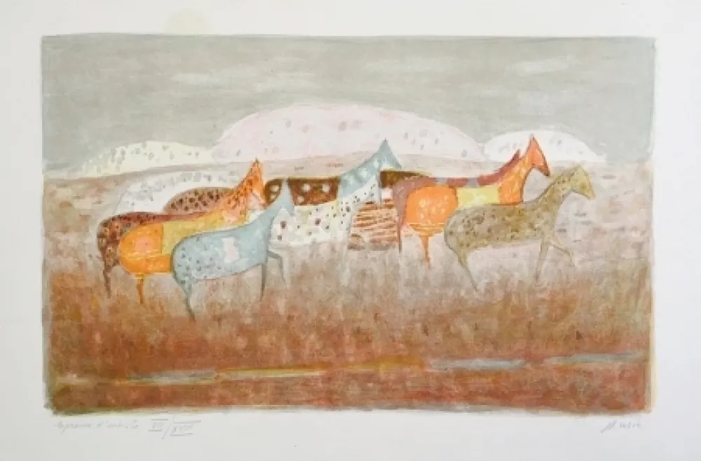 石版画 Music - Cavalli que passano 