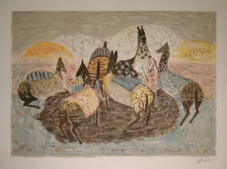 石版画 Music - Cavallini Che Giacano / Spielende Pferde