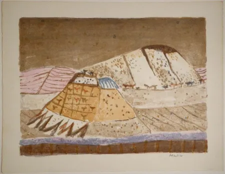 石版画 Music - Paysage Ombrien / Umbrische Landschaft