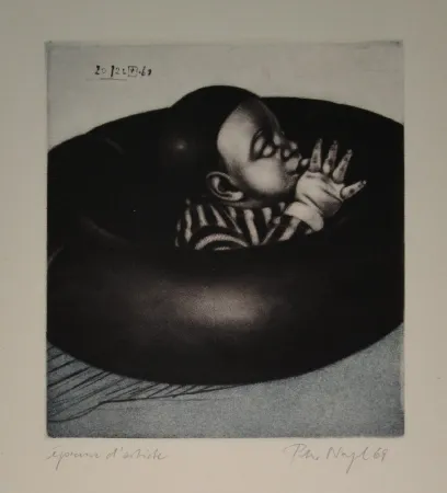 飞尘腐蚀法 Nagel - Junge im schwarzen Schlauchboot