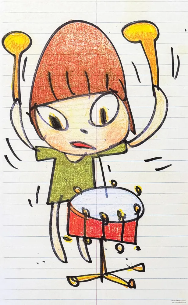 石版画 Nara - Yoshitomo Nara (1959) - Banging the Drum - lithograph on paper - 2020