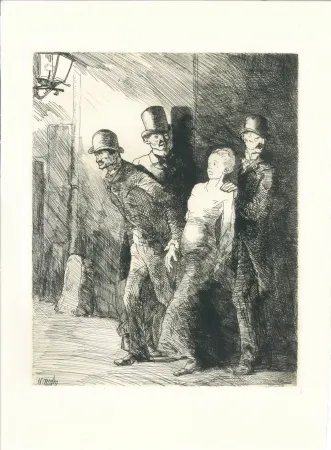 版画 Naudin - L'arrestation