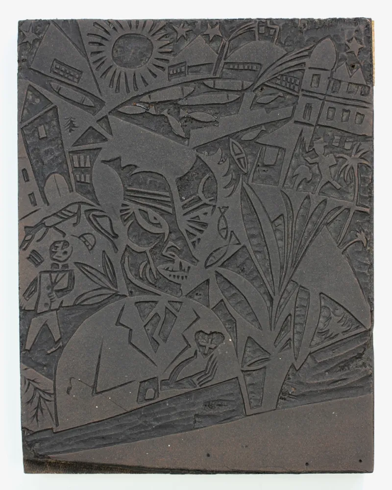 油毡版画 Nerlinger - Mann vor Stadtlandschaft (Man in Front of a Cityscape)