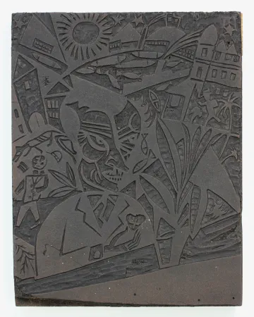 油毡版画 Nerlinger - Mann vor Stadtlandschaft (Man in Front of a Cityscape)