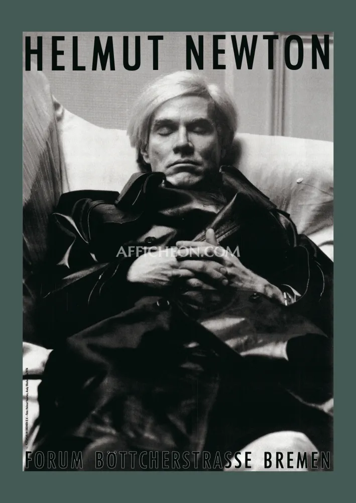 石版画 Newton - Helmut Newton: 'Andy Warhol, Paris, 1974' 1983 Offset-lithtograph