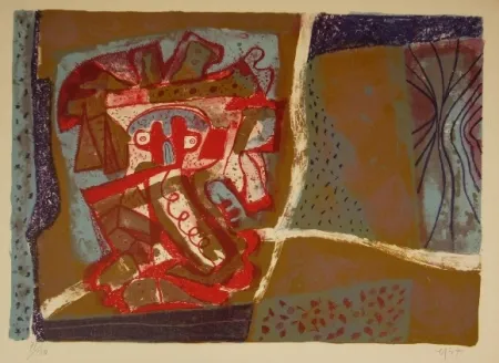 石版画 Nieto - Tête rouge