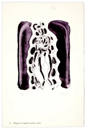 石版画 Nørgaard - A. Allégorie, la tragédie mosaïque, Sarah