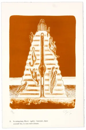 石版画 Nørgaard - A. In mémoriam, liberté - égalité - fraternité, danse aujourd'hui, tu seras mort demain.
