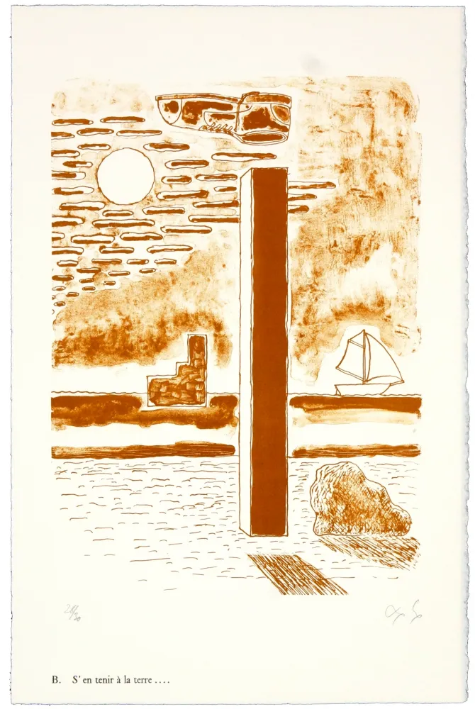 石版画 Nørgaard - B. S'en tenir à la terre.