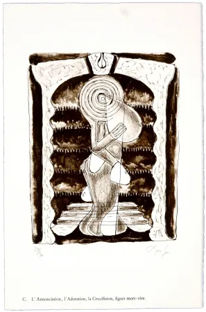 石版画 Nørgaard - C. L'Annonciation, l'Adoration, la Crucifixion, figure mort-vive