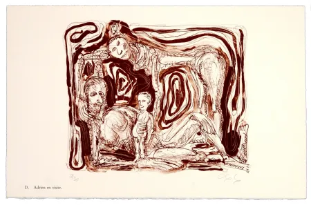 石版画 Nørgaard - D. Adrien en visite