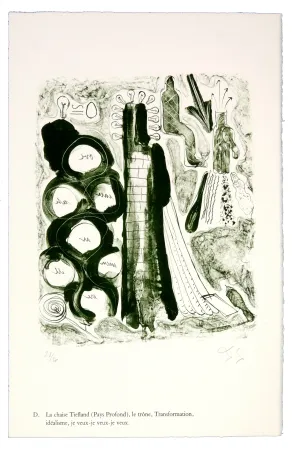 石版画 Nørgaard - D. La chaise Tiefland (Pays profond), le trône, Transformation, idéalisme, je veux-je veux-je veux