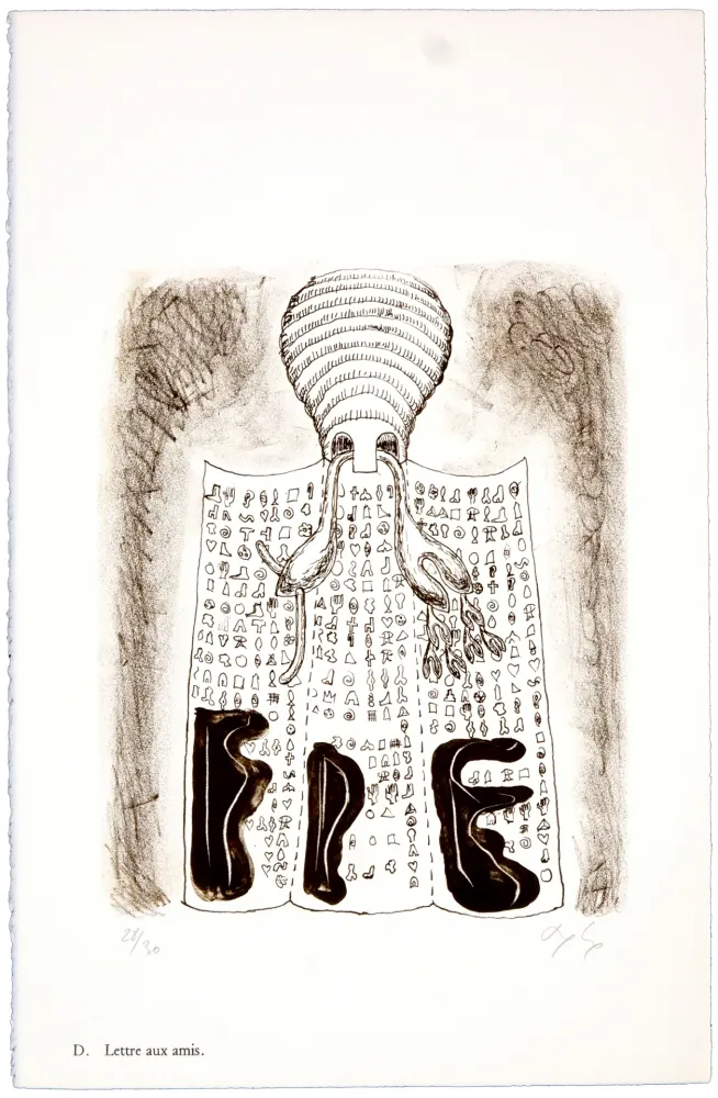 石版画 Nørgaard - D. Lettre aux amis.