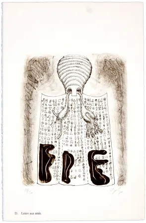 石版画 Nørgaard - D. Lettre aux amis.