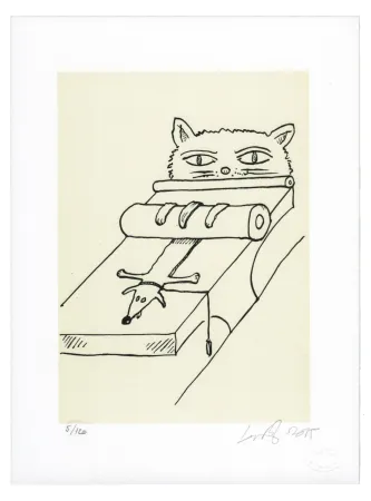 石版画 Nørgard - Chien écrasé