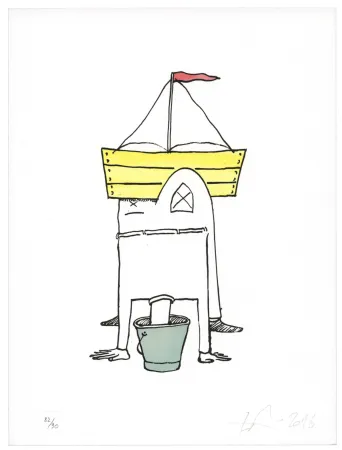 石版画 Nørgard - Tête dans le sceau