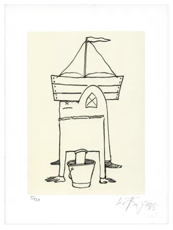 石版画 Nørgard - Tête dans le sceau